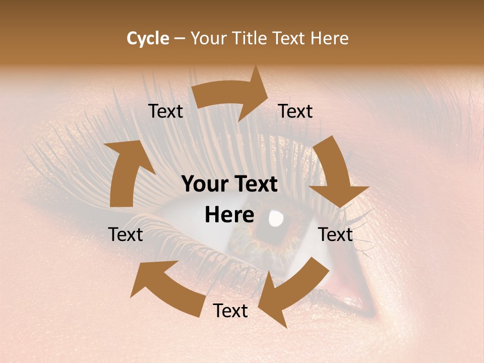 Modern Style Of Golden-Brown Make-Up. Beautiful Woman Eyes PowerPoint Template