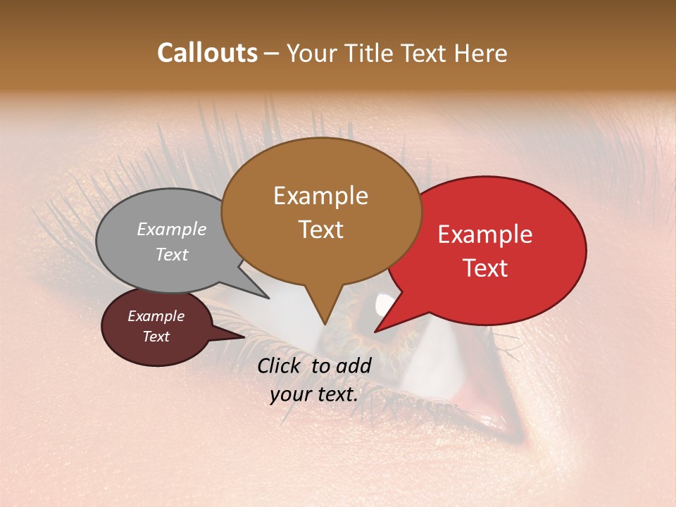 Modern Style Of Golden-Brown Make-Up. Beautiful Woman Eyes PowerPoint Template