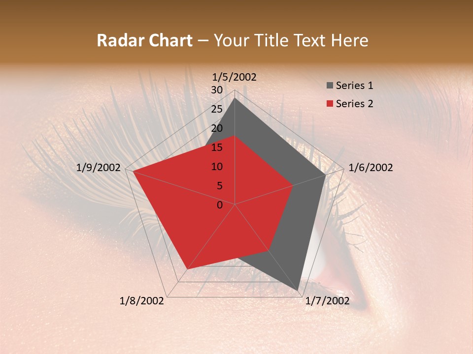 Modern Style Of Golden-Brown Make-Up. Beautiful Woman Eyes PowerPoint Template