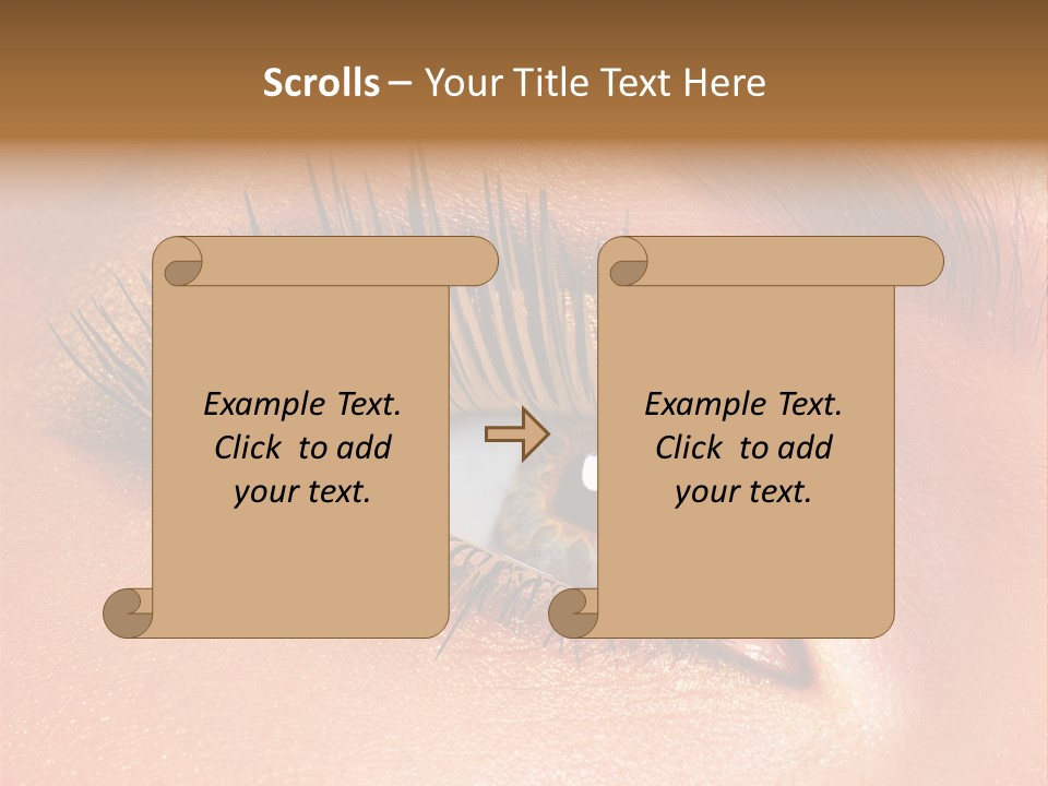 Modern Style Of Golden-Brown Make-Up. Beautiful Woman Eyes PowerPoint Template