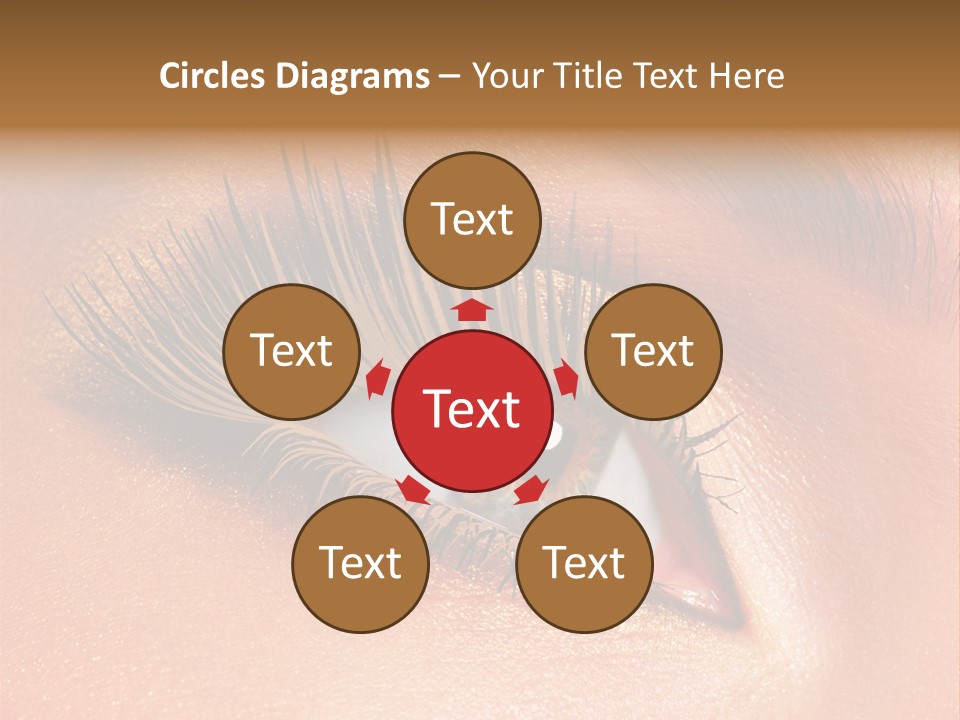 Modern Style Of Golden-Brown Make-Up. Beautiful Woman Eyes PowerPoint Template
