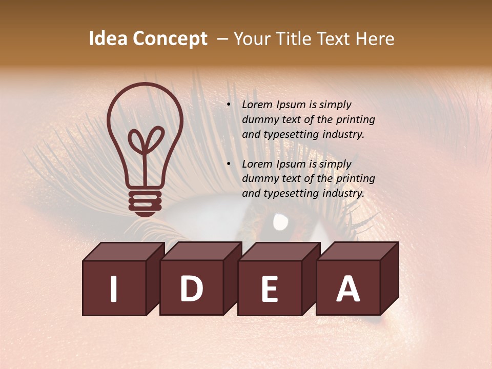 Modern Style Of Golden-Brown Make-Up. Beautiful Woman Eyes PowerPoint Template