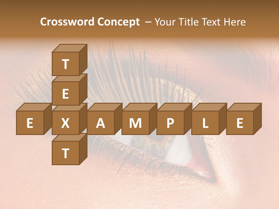 Modern Style Of Golden-Brown Make-Up. Beautiful Woman Eyes PowerPoint Template