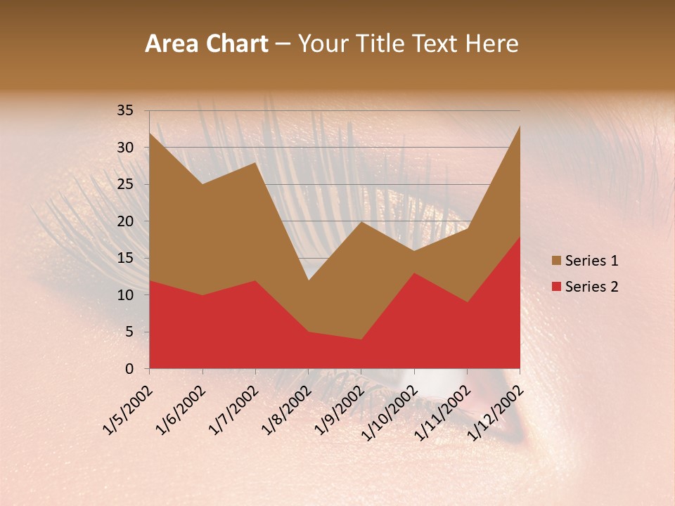 Modern Style Of Golden-Brown Make-Up. Beautiful Woman Eyes PowerPoint Template