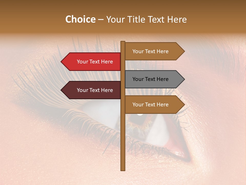 Modern Style Of Golden-Brown Make-Up. Beautiful Woman Eyes PowerPoint Template