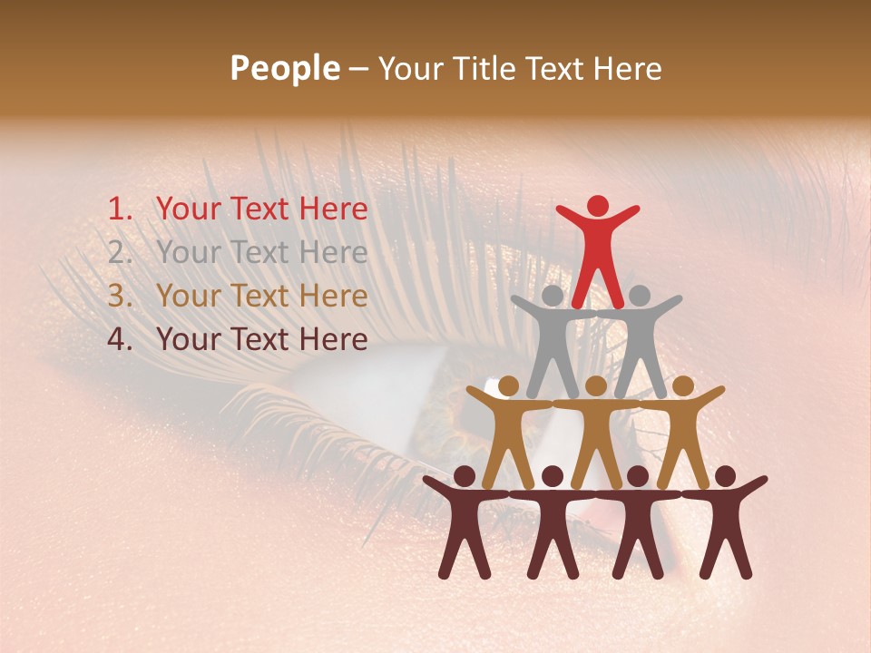 Modern Style Of Golden-Brown Make-Up. Beautiful Woman Eyes PowerPoint Template