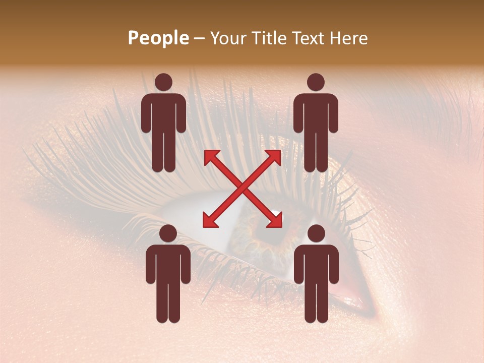 Modern Style Of Golden-Brown Make-Up. Beautiful Woman Eyes PowerPoint Template