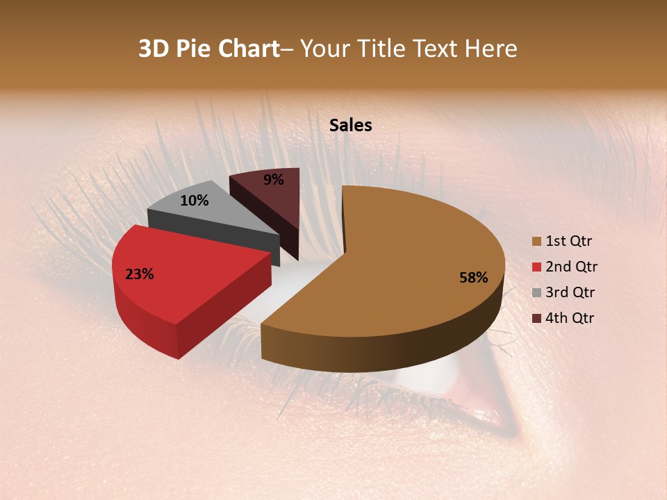 Modern Style Of Golden-Brown Make-Up. Beautiful Woman Eyes PowerPoint Template