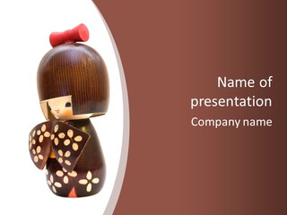 Kokeshi Japanese Doll Isolated On White. PowerPoint Template