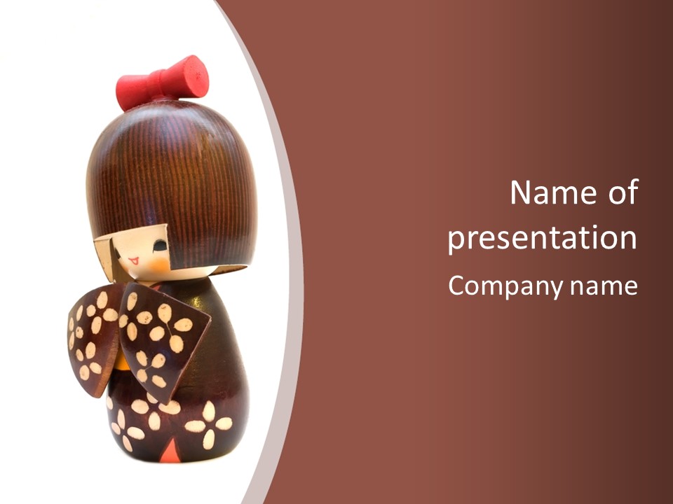 Kokeshi Japanese Doll Isolated On White. PowerPoint Template