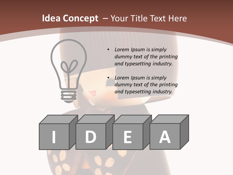 Kokeshi Japanese Doll Isolated On White. PowerPoint Template