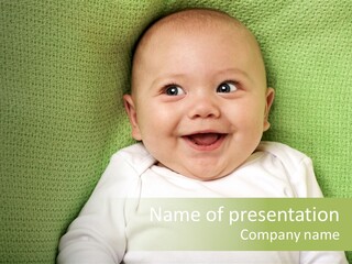 Cute Happy Baby Boy Smiling On Green Background PowerPoint Template