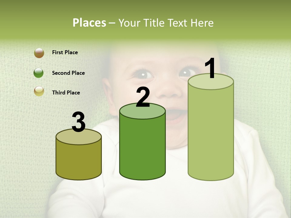 Cute Happy Baby Boy Smiling On Green Background PowerPoint Template