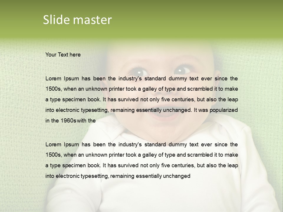 Cute Happy Baby Boy Smiling On Green Background PowerPoint Template
