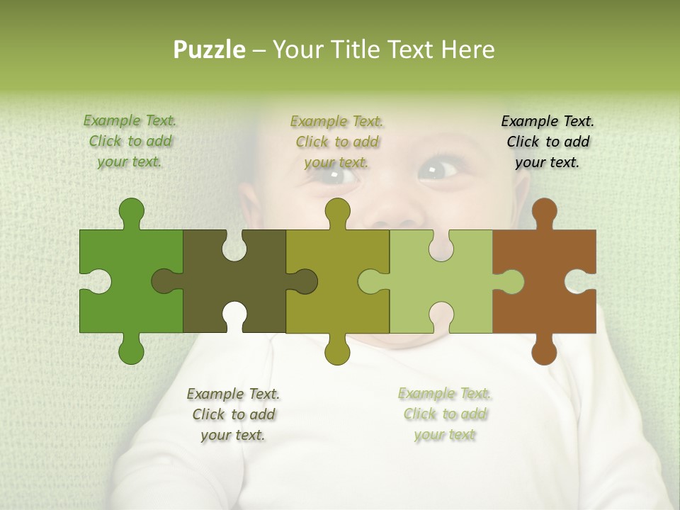 Cute Happy Baby Boy Smiling On Green Background PowerPoint Template