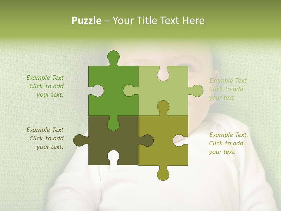 Cute Happy Baby Boy Smiling On Green Background PowerPoint Template