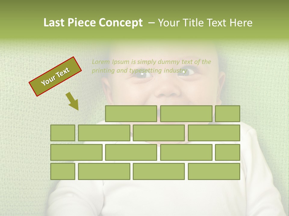 Cute Happy Baby Boy Smiling On Green Background PowerPoint Template