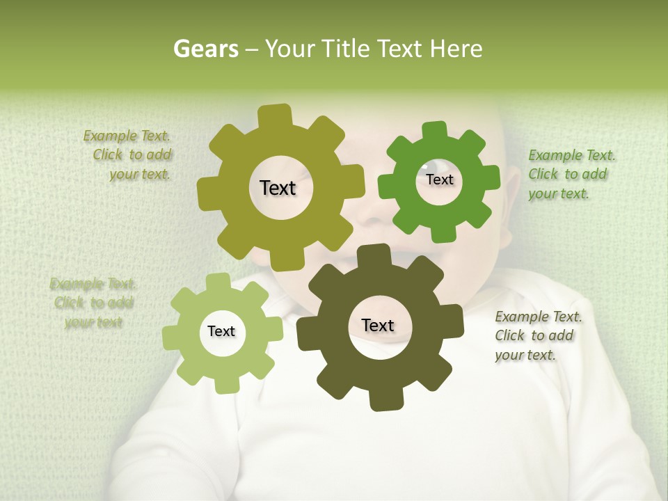 Cute Happy Baby Boy Smiling On Green Background PowerPoint Template