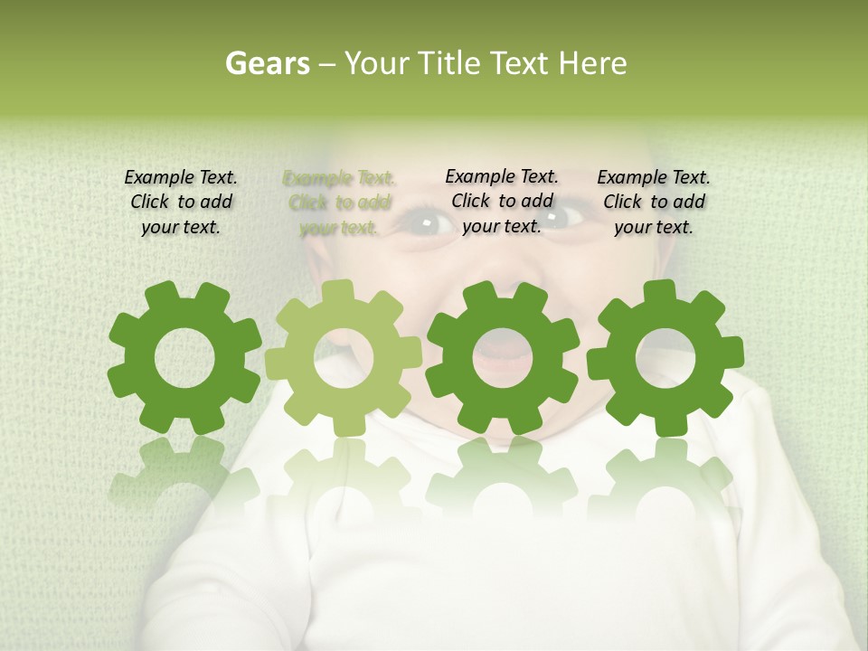 Cute Happy Baby Boy Smiling On Green Background PowerPoint Template