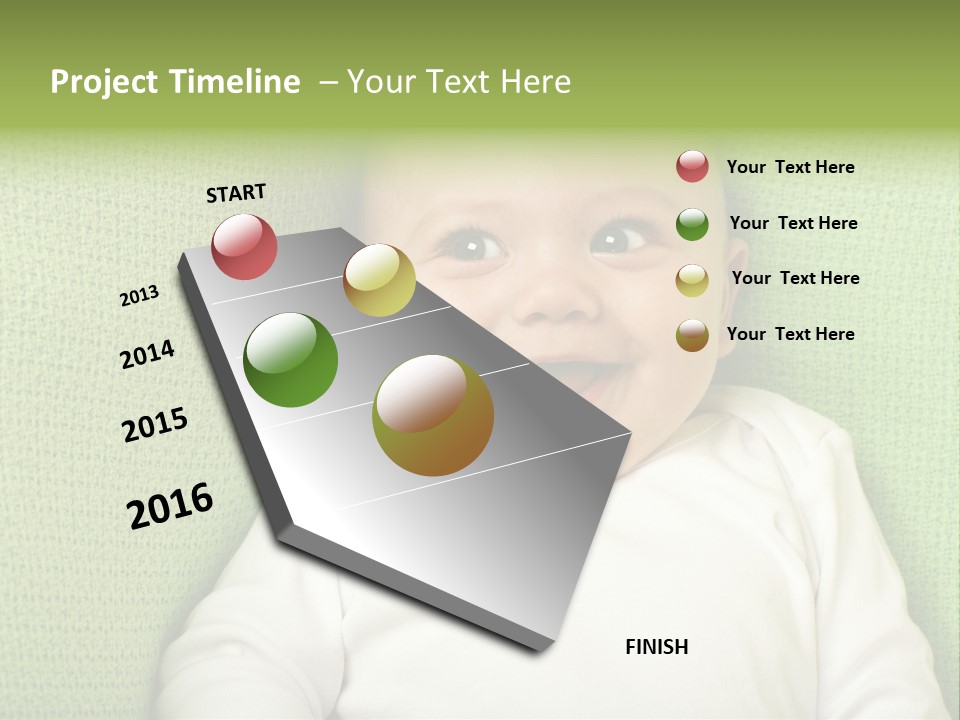 Cute Happy Baby Boy Smiling On Green Background PowerPoint Template