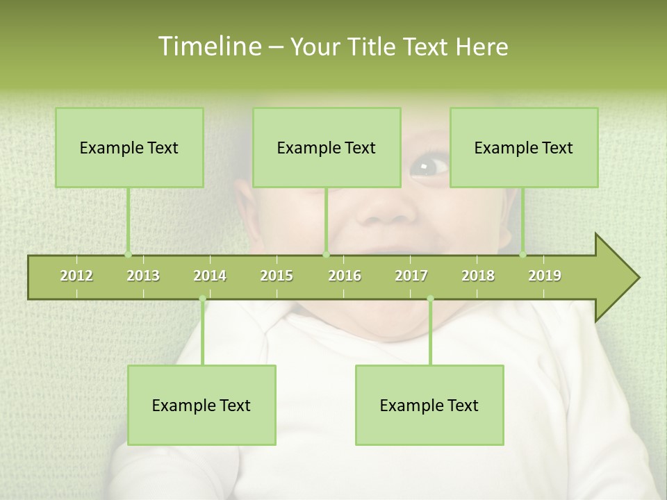 Cute Happy Baby Boy Smiling On Green Background PowerPoint Template