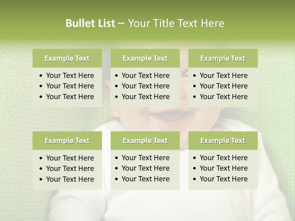 Cute Happy Baby Boy Smiling On Green Background PowerPoint Template