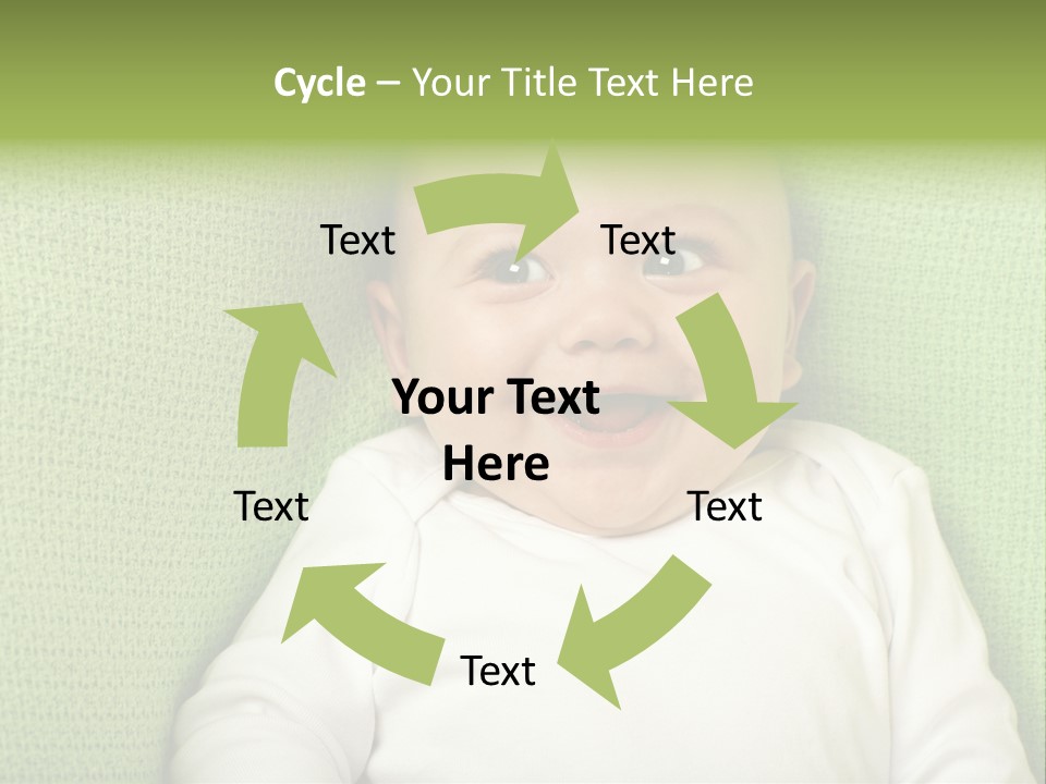 Cute Happy Baby Boy Smiling On Green Background PowerPoint Template