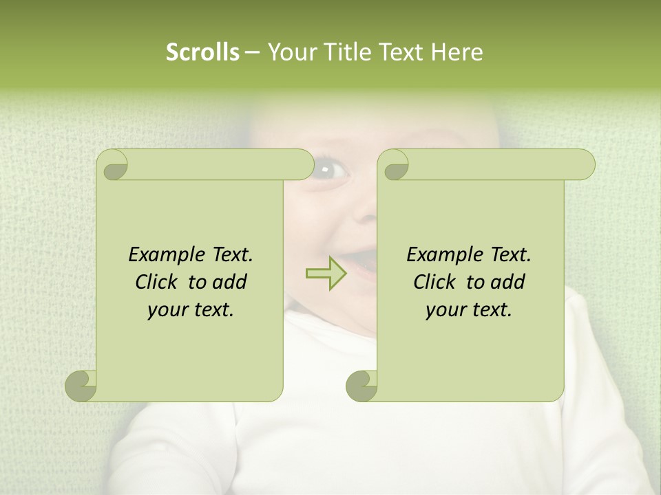 Cute Happy Baby Boy Smiling On Green Background PowerPoint Template
