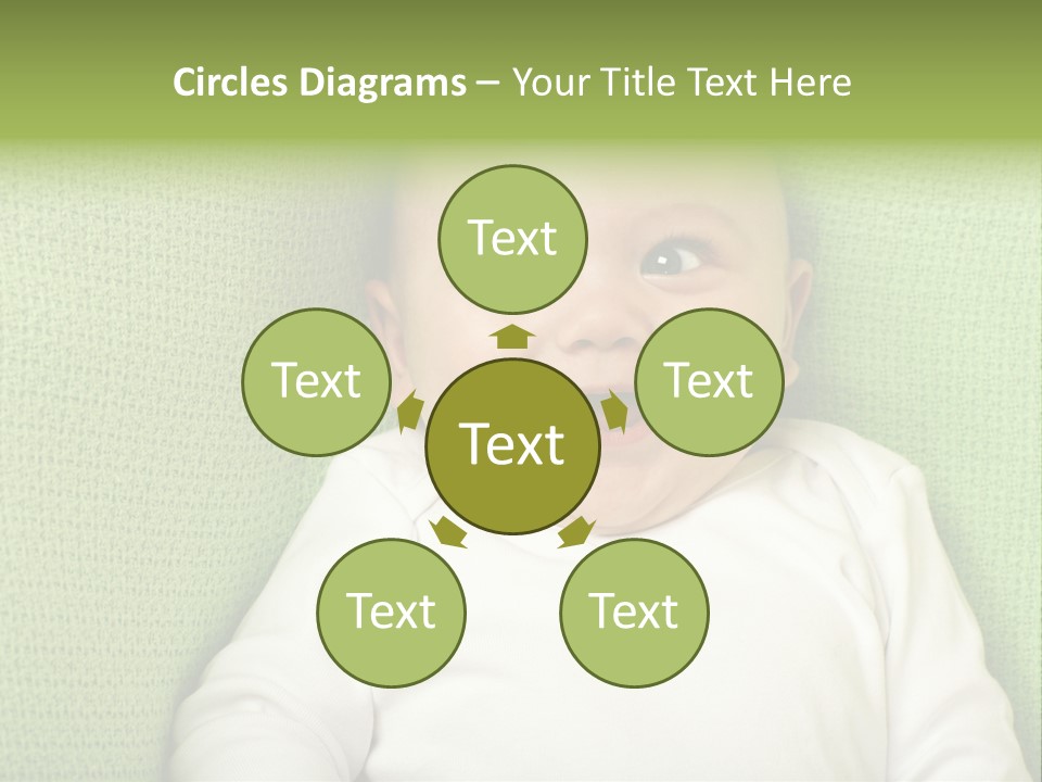 Cute Happy Baby Boy Smiling On Green Background PowerPoint Template