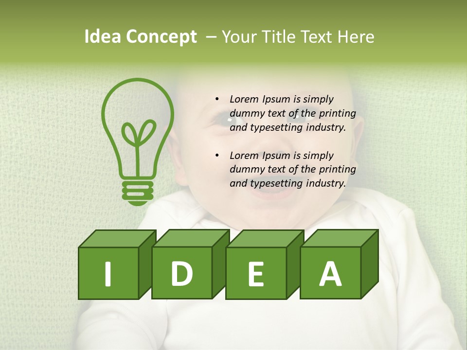 Cute Happy Baby Boy Smiling On Green Background PowerPoint Template