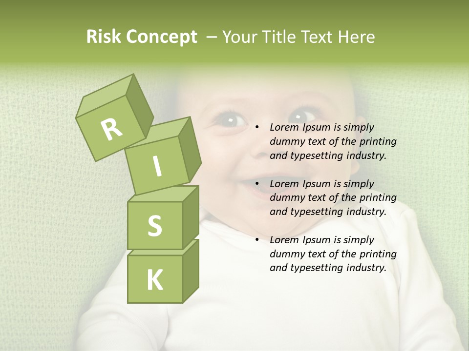 Cute Happy Baby Boy Smiling On Green Background PowerPoint Template