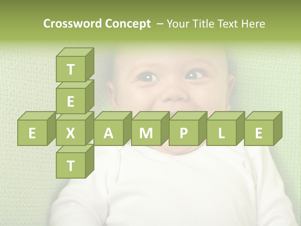 Cute Happy Baby Boy Smiling On Green Background PowerPoint Template