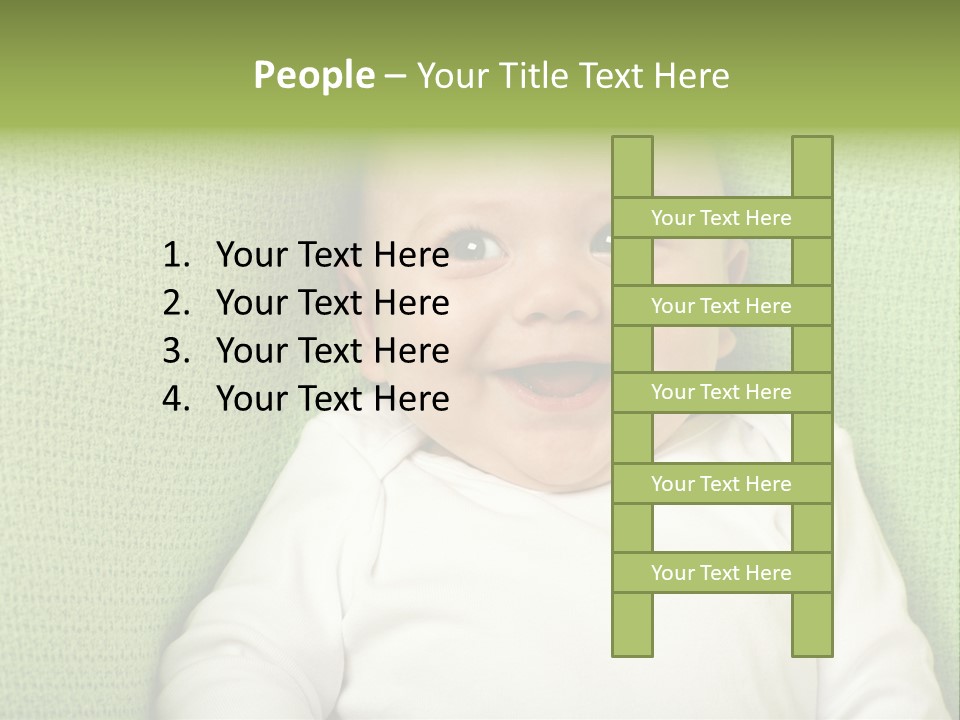 Cute Happy Baby Boy Smiling On Green Background PowerPoint Template