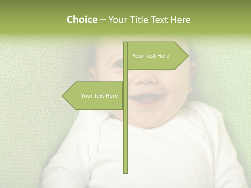 Cute Happy Baby Boy Smiling On Green Background PowerPoint Template