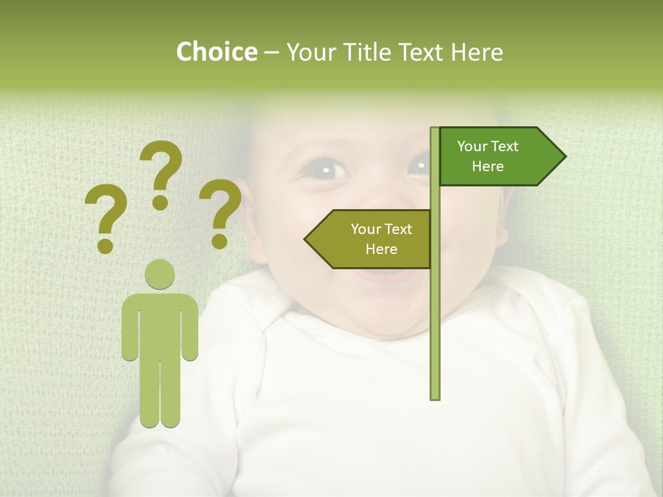 Cute Happy Baby Boy Smiling On Green Background PowerPoint Template