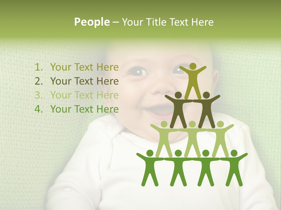 Cute Happy Baby Boy Smiling On Green Background PowerPoint Template