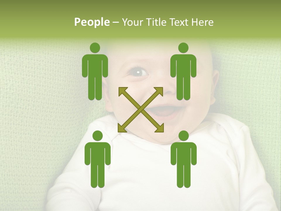 Cute Happy Baby Boy Smiling On Green Background PowerPoint Template
