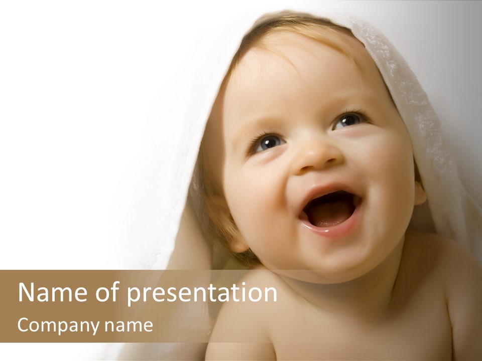 Baby After Bath. Cheerful Child PowerPoint Template