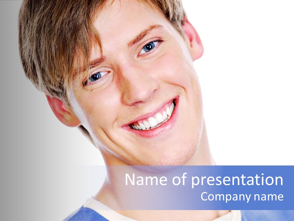 Smiling Face Of Handsome Teenager Male Person. PowerPoint Template