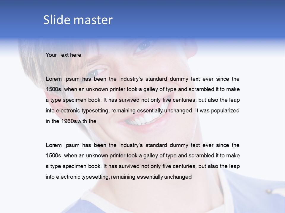 Smiling Face Of Handsome Teenager Male Person. PowerPoint Template