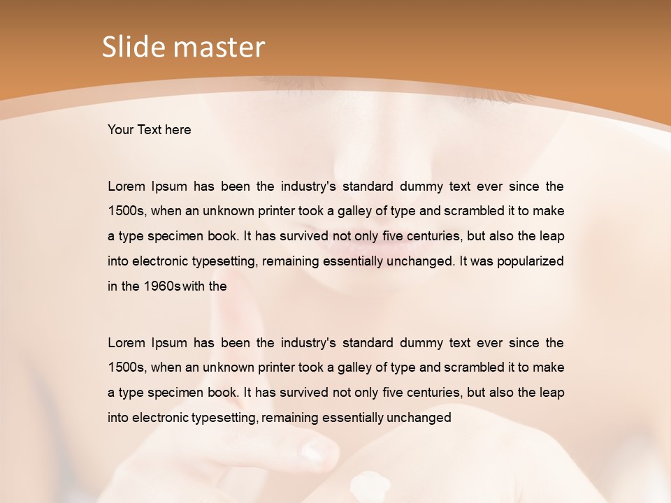 Young Beautiful Woman Applying Hands Cream And Looking At Camera PowerPoint Template