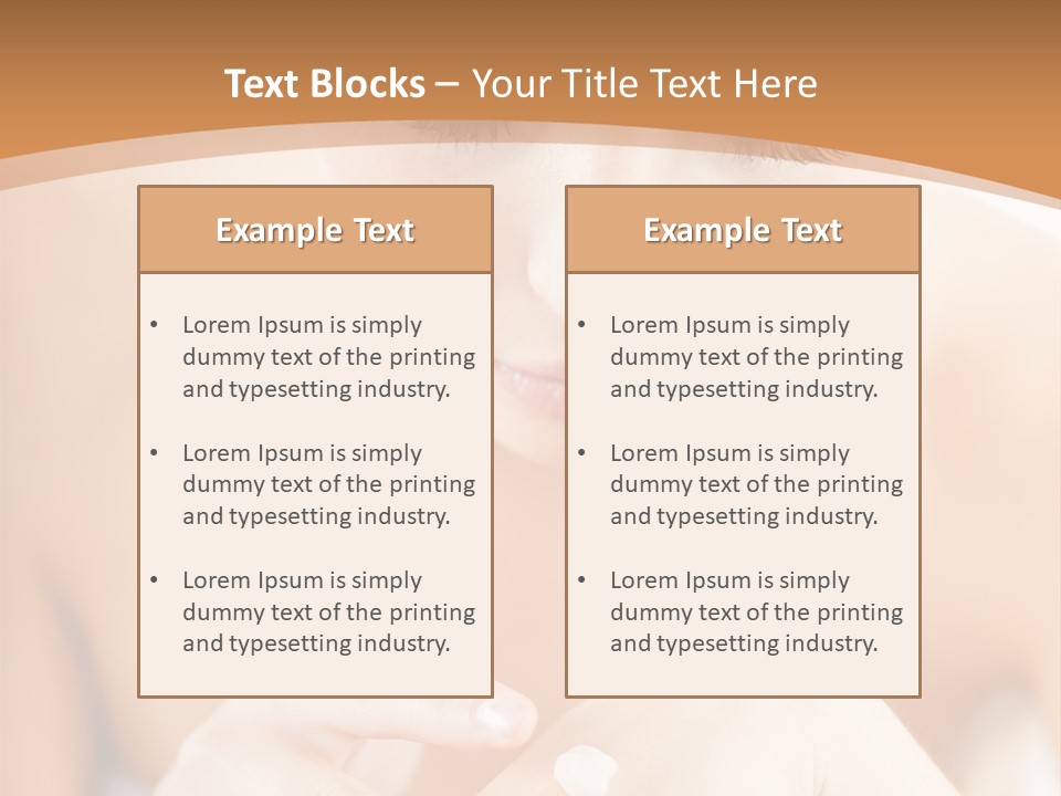 Young Beautiful Woman Applying Hands Cream And Looking At Camera PowerPoint Template