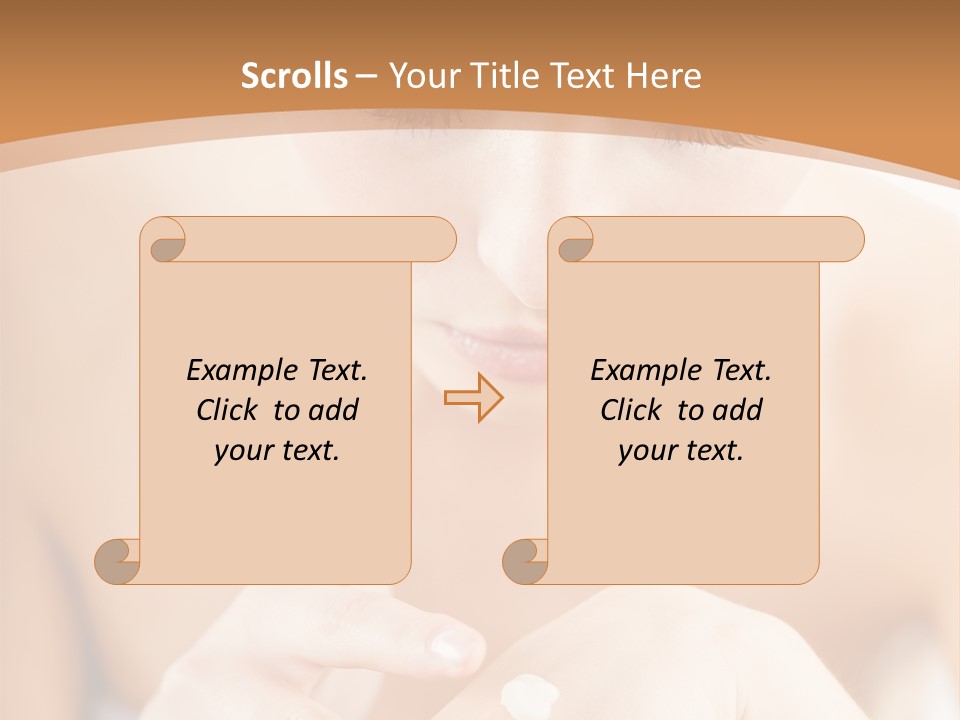 Young Beautiful Woman Applying Hands Cream And Looking At Camera PowerPoint Template