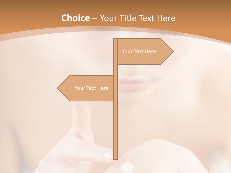 Young Beautiful Woman Applying Hands Cream And Looking At Camera PowerPoint Template