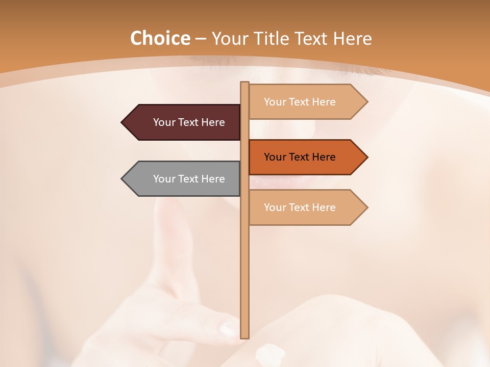 Young Beautiful Woman Applying Hands Cream And Looking At Camera PowerPoint Template