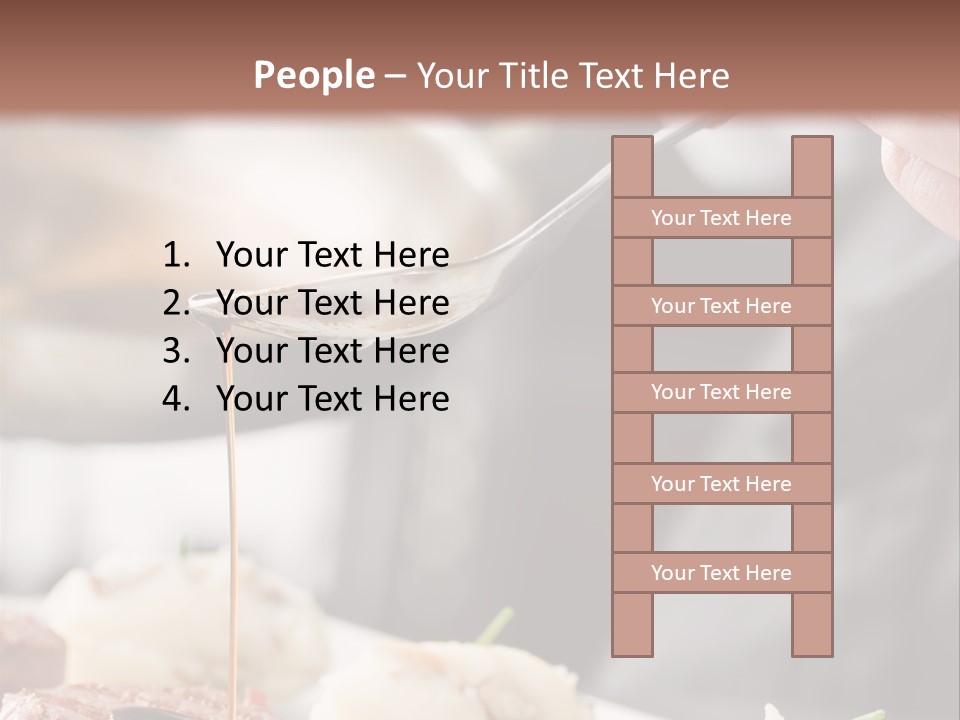 Chef Add Sause To A Beef On Professional Kitchen PowerPoint Template
