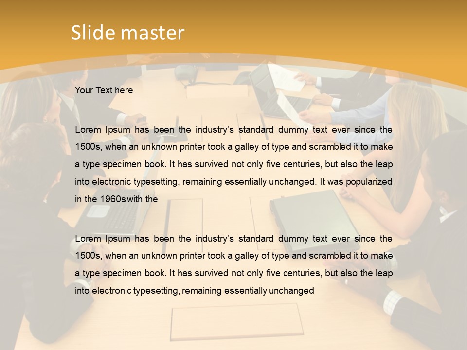 Businesspeople In A Business Meeting In An Office Smiling PowerPoint Template