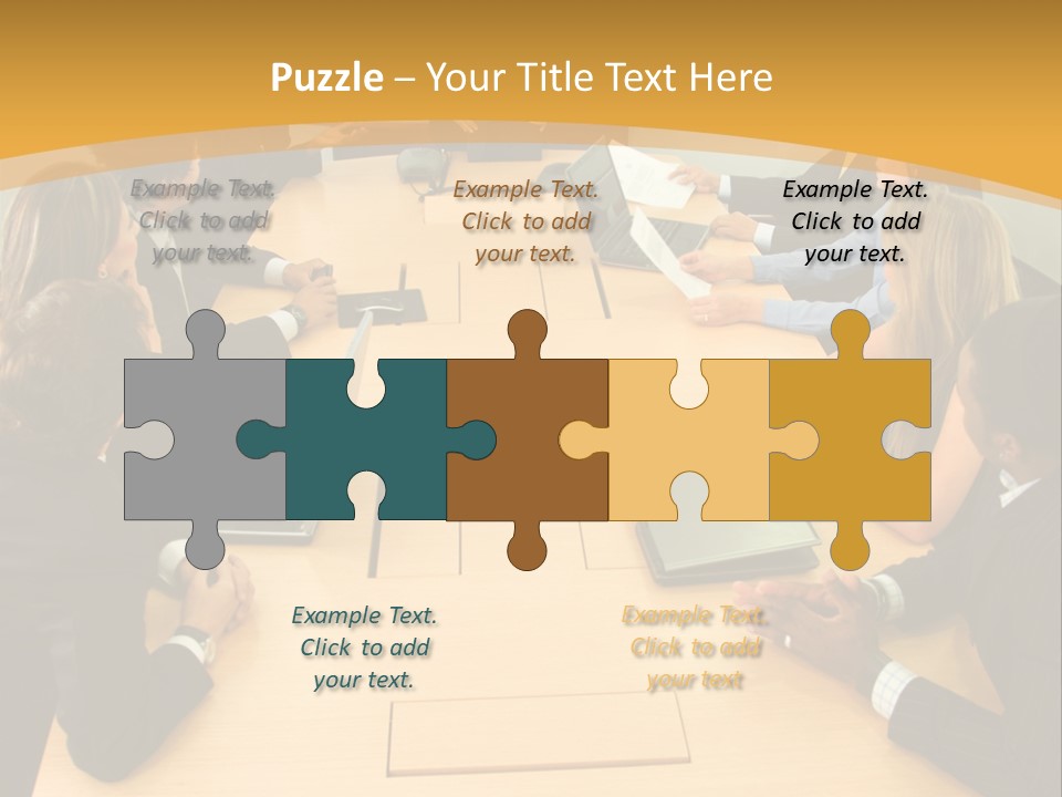 Businesspeople In A Business Meeting In An Office Smiling PowerPoint Template