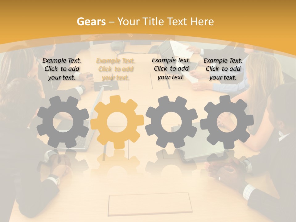 Businesspeople In A Business Meeting In An Office Smiling PowerPoint Template