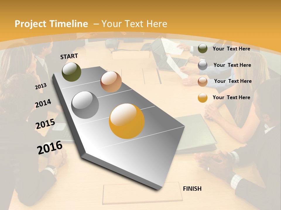 Businesspeople In A Business Meeting In An Office Smiling PowerPoint Template